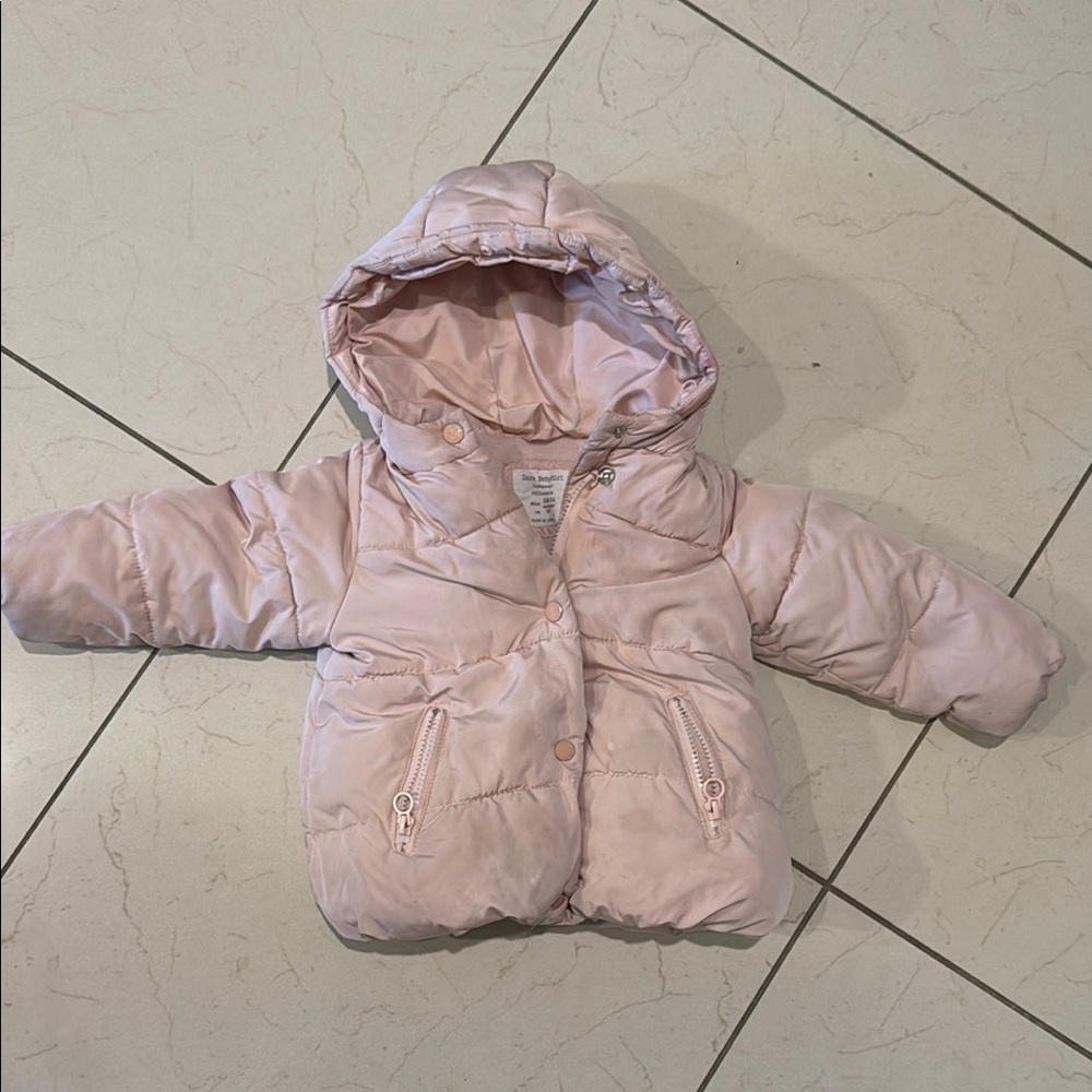 Zara toddler Pink Hooded Puffer Jacket